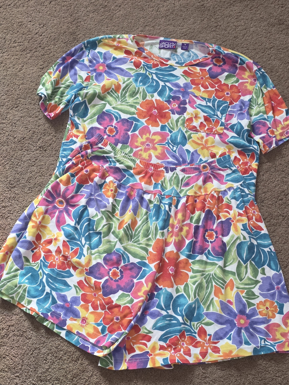 Jaclyn Smith Floral Short Sleeve Shirt & Matching Shorts - Multicolor